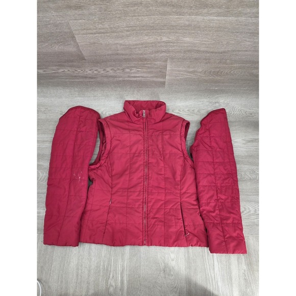 Medium Jackets & Blazers - Petite Sophisticate Quilted Jacket  Women's Medium Red Zip Front Turns Into Vest